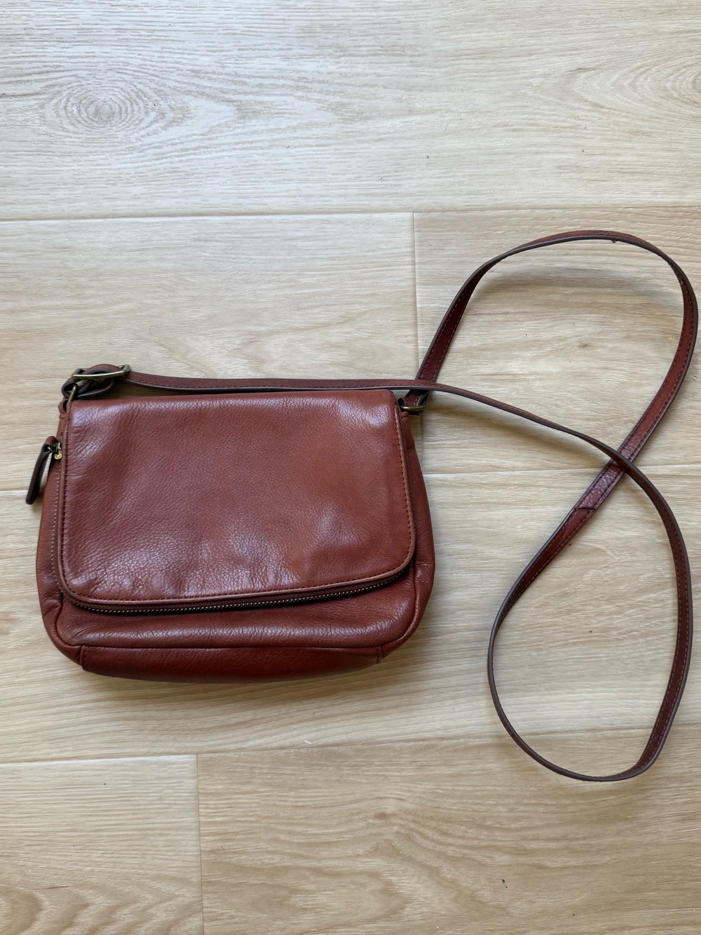 Brown Crossbody Purse Small Shoulder Bag Multi Pocket Organizer Faux‎ Leather
